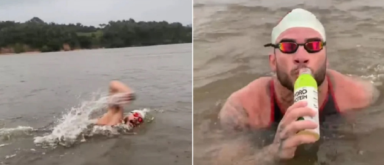 Nadador alcança feito inédito ao nadar 35 km entre Marabá e Itupiranga